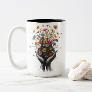 Flowers Two-Tone Coffee Mug
