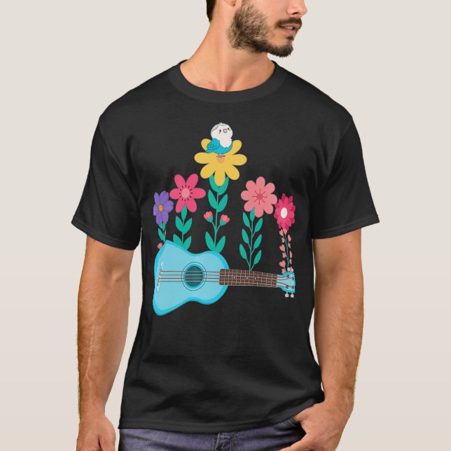 Flowers Ukulele Hawaiian Musician Acoustic Uke T-Shirt (Front)