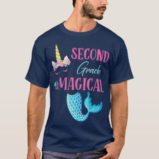 Flowers Unicorn Mermaid Second Grade Magical Stude T-Shirt