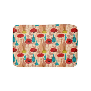 Flowers, vases and bottles pattern bath mat