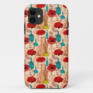 Flowers, vases and bottles pattern iPhone 11 case