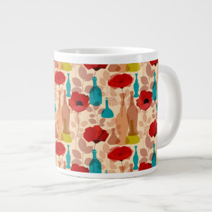 Flowers, vases and bottles pattern large coffee mug