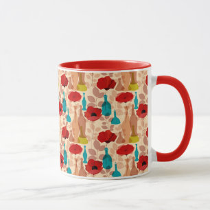 Flowers, vases and bottles pattern mug