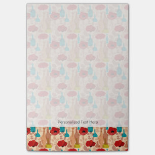 Flowers, vases and bottles pattern post-it notes