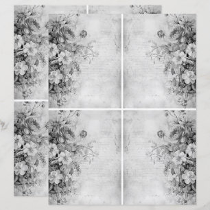 Flowers Vintage Collage 1b 1 of 4 Black and white