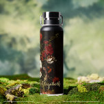 Flowers Vintage Floral Vintage Art Gold Monogram Water Bottle<br><div class="desc">Create your own custom, personalised, vintage art / flowers / floral art lovers', elegant faux gold typography script, classy black, spill-proof, stainless steel, condensation-resistant exterior, monogrammed matte black durable double-wall Thor Copper Vacuum Insulated Bottle that keeps beverages hot for 12 hours or cold for 48 hours, featuring a beautiful vintage...</div>