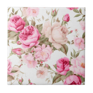 Flowers,vintage roses,pink roses  ceramic tile