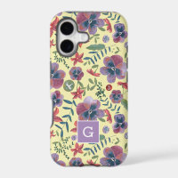 Flowers Violets floral all-over print monogram Cas