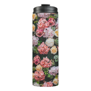 Flowers wall background vintage style. thermal tumbler
