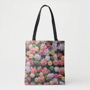 Flowers wall background vintage style. tote bag