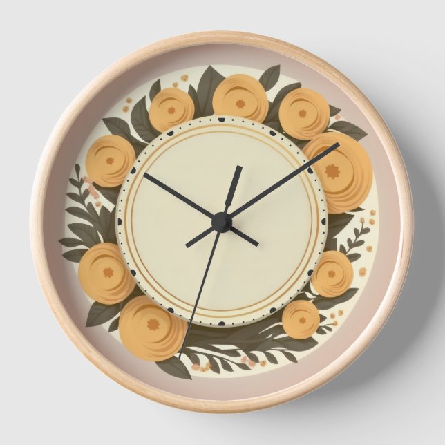 Flowers Wall clock retro design (Front)