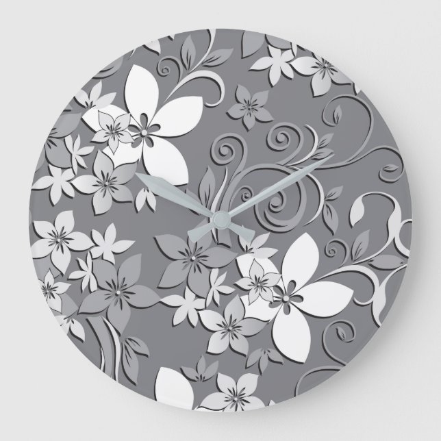 Flowers wall paper 2 large clock (Front)