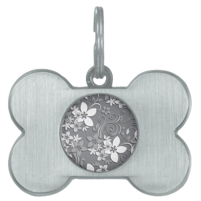 Flowers wall paper 2 pet ID tag (Front)