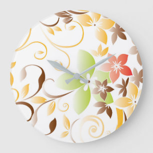 Flowers wall paper 5 large clock