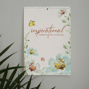 Flowers Watercolor Art Inspirational words artist Calendar