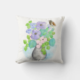 Flowers watercolor bouquet pillow by ORDesigns.