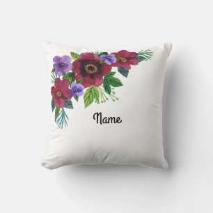 Flowers watercolor bright romantic floral wreath b cushion