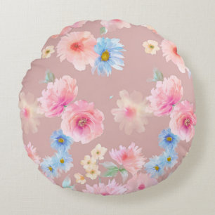 Flowers watercolor illustration. Big Set watercolo Round Cushion