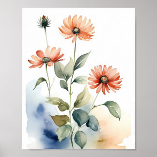 Flowers Watercolor Painting Poster