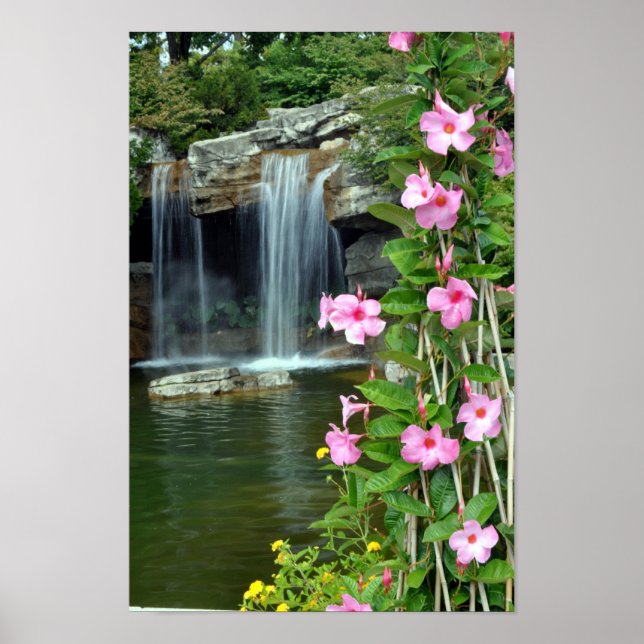 Flowers & Waterfall Poster (Front)