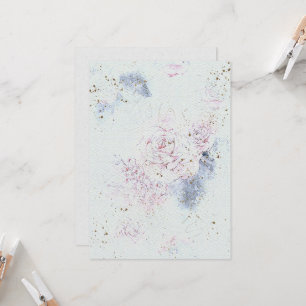 Flowers Wedding Invitation on Watercolor Paper Tex