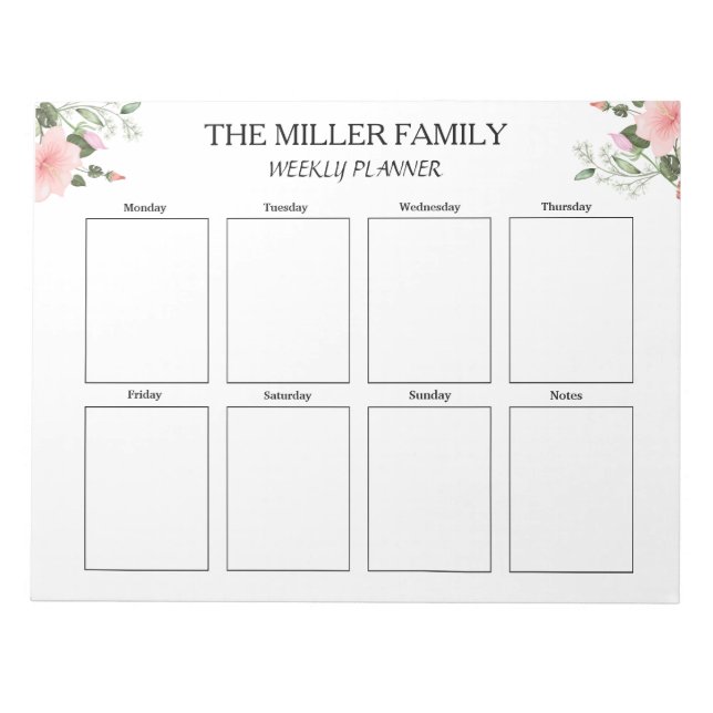 Flowers - Weekly Planner Custom Notepad (Front)