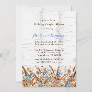 Flowers White Birch Tree Wedding Couples Shower Invitation