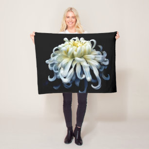 Flowers White Chrysanthemum Fleece Blanket