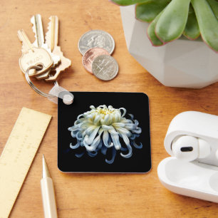 Flowers White Chrysanthemum Key Ring