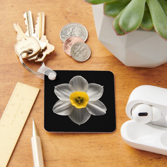 Flowers | White Daffodil Flower Key Ring (Desk)