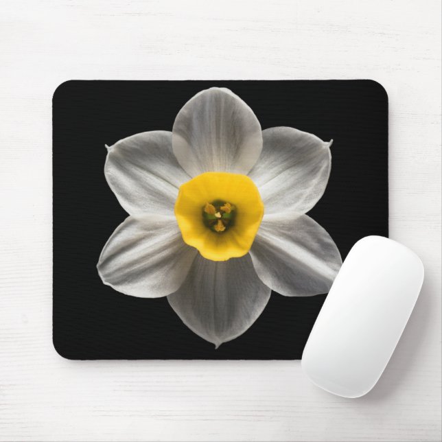 Flowers | White Daffodil Flower Mouse Pad (With Mouse)