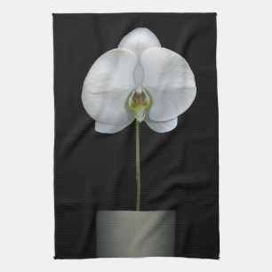 Flowers   White Orchid Flower Tea Towel