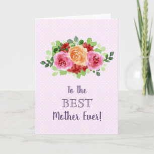 Flowers, White & Pink Dots Happy Mother's Day Card