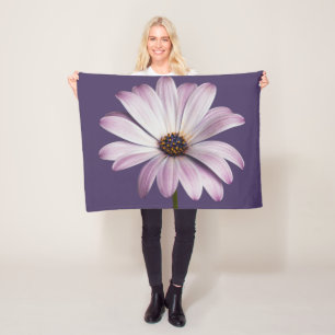 Flowers   White & Purple Daisy Fleece Blanket