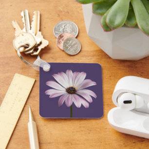 Flowers White & Purple Daisy Key Ring