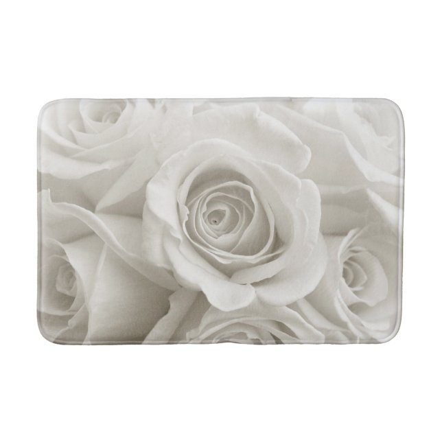 Flowers | White Roses Bath Mat (Front)