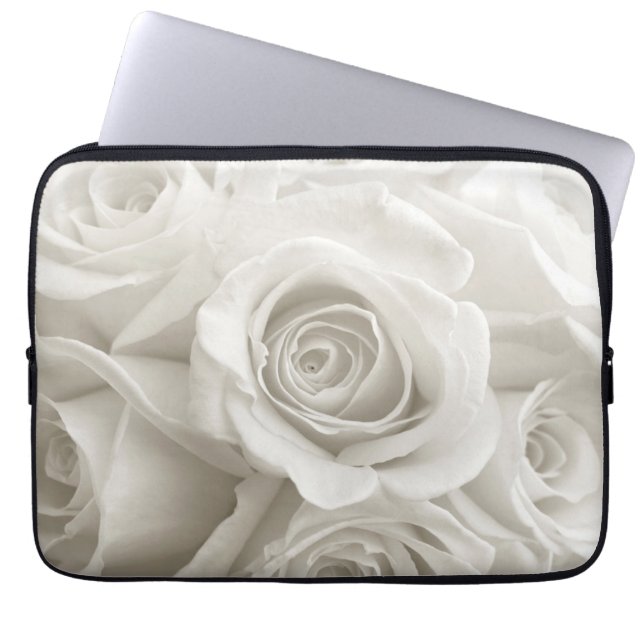 Flowers | White Roses Laptop Sleeve (Front)