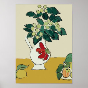 Flowers,White Vase, after Matisse Poster