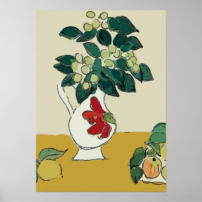 Flowers,White Vase, after Matisse Poster (Front)