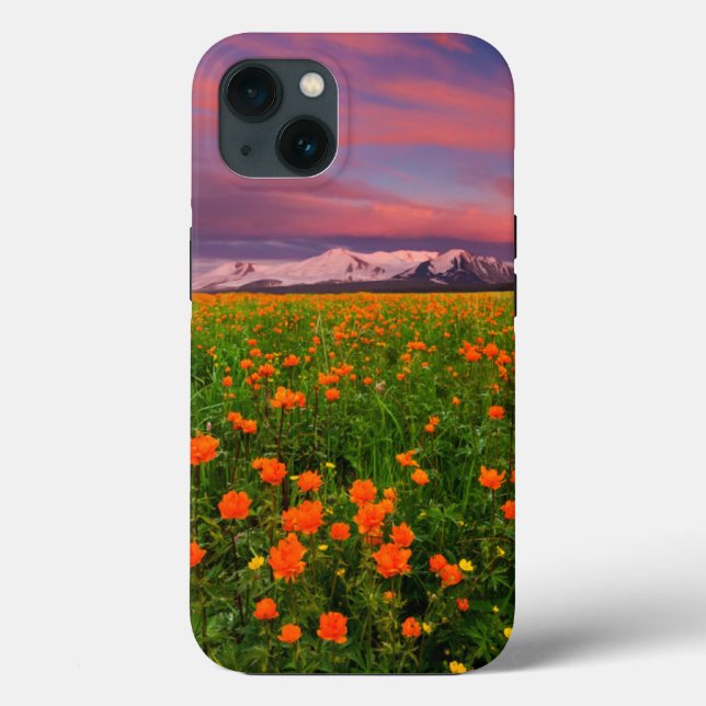 Flowers | Wildflower Field Snowcapped Mountains Case-Mate iPhone Case (Back)