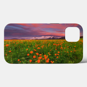 Flowers Wildflower Field Snowcapped Mountains iPhone 13 Case
