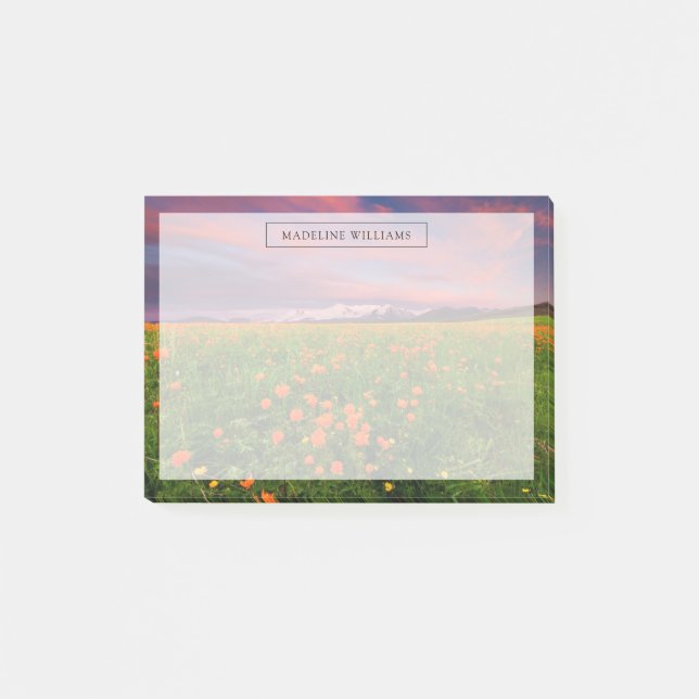 Flowers | Wildflower Field Snowcapped Mountains Post-it Notes (Front)