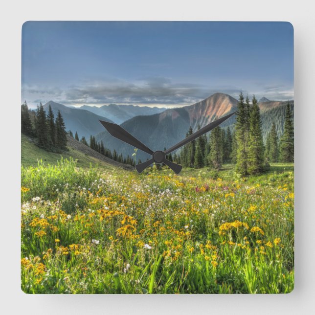 Flowers | Wildflowers Silverton Colorado Square Wall Clock (Front)