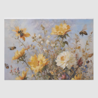 Flowers with bees Decoupage Tissue Paper