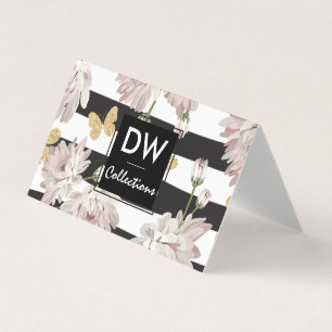Flowers with Glittering Butterflies Business Card