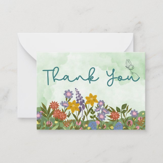 Flowers with Green Gradient Card (Front)