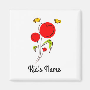 Flowers with Hearts Magnet