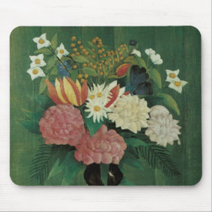 Flowers with Ivy by Henri Rousseau, Vintage Floral Mouse Pad