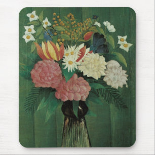 Flowers with Ivy by Henri Rousseau, Vintage Floral Mouse Pad
