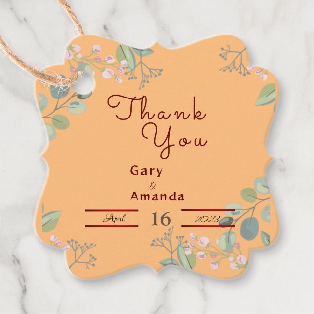 Flowers with Leaves   Favour Tags (Front)